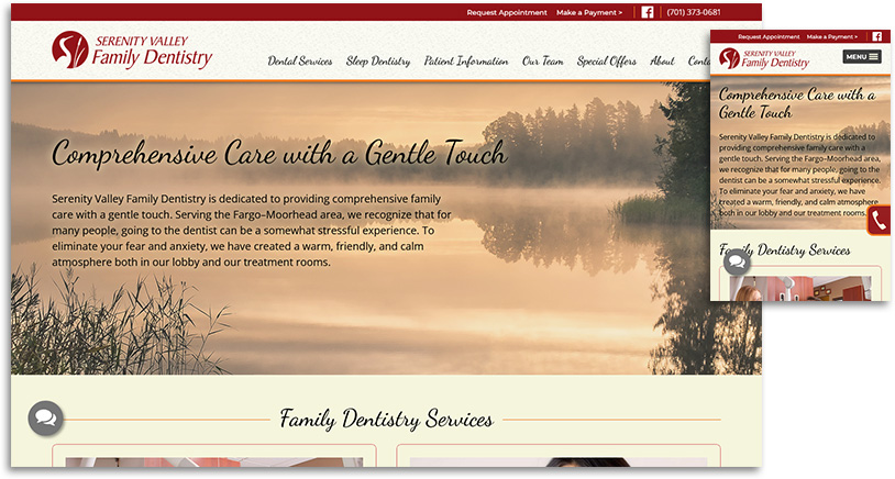 Serenity Valley Family Dentistry website design | Ecliptic Technologies, Inc.